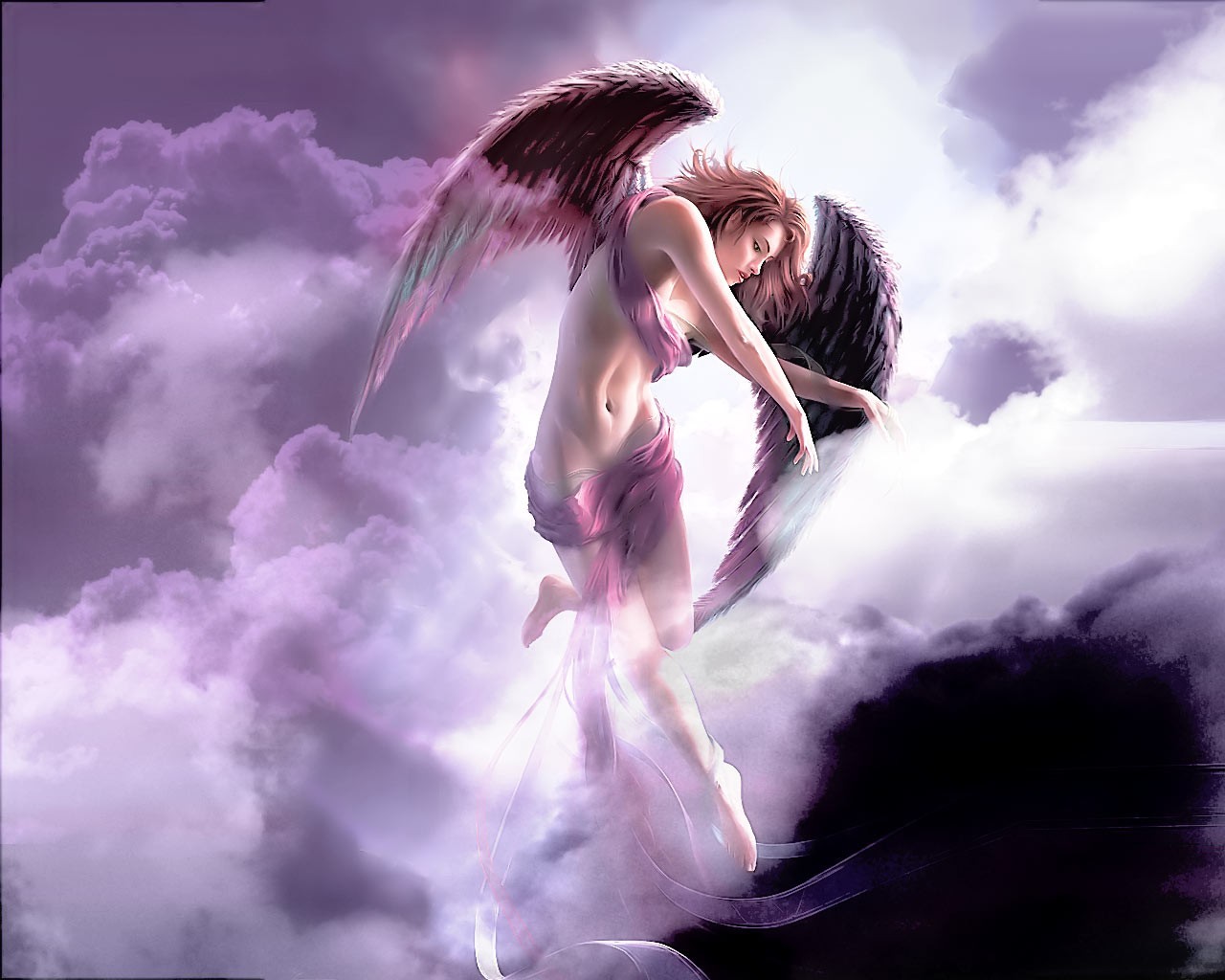 girl angel wings sky