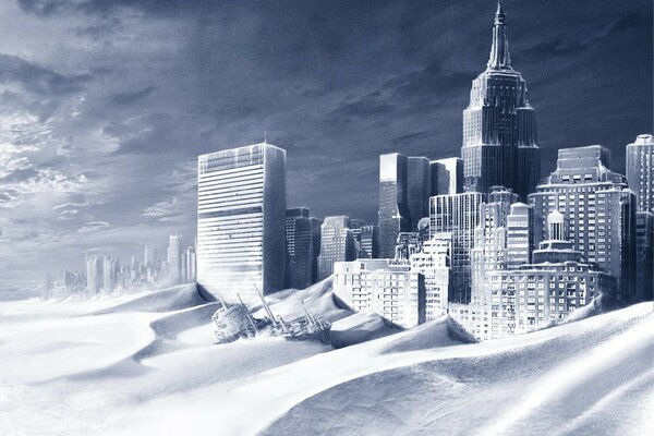 White New York. Covered with snow