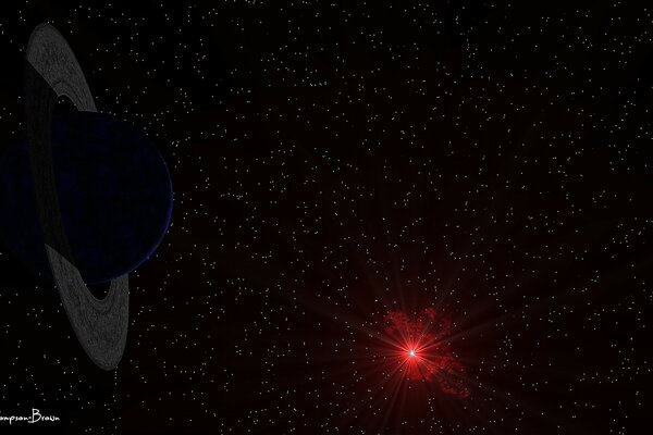 Fantastyczna sztuka o kosmosie w 3D jasny czerwony błysk