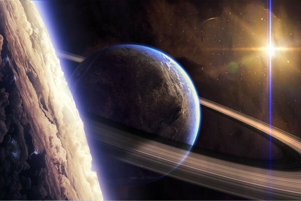 3d art of planets and stars in space