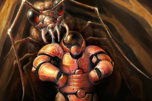 Astronauta y escarabajo monstruo. Space Rangers