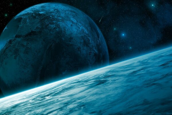 Арт планета космос звезды голубой