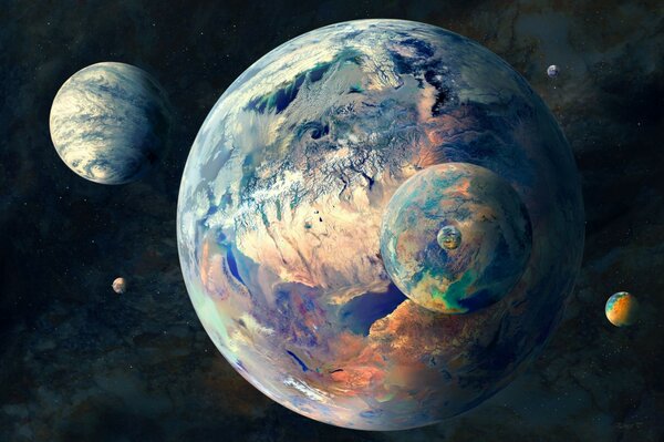 Planètes du système solaire sur fond de galaxie immense