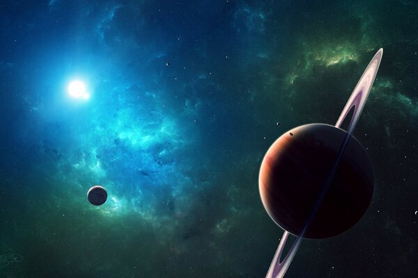 Planets and stars in space