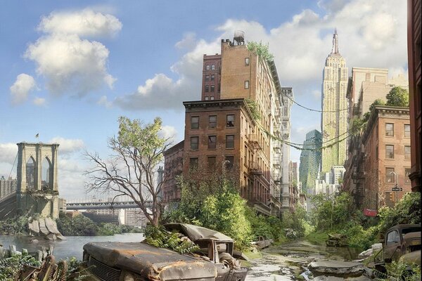 Разрушенные дома города нью-йорк
