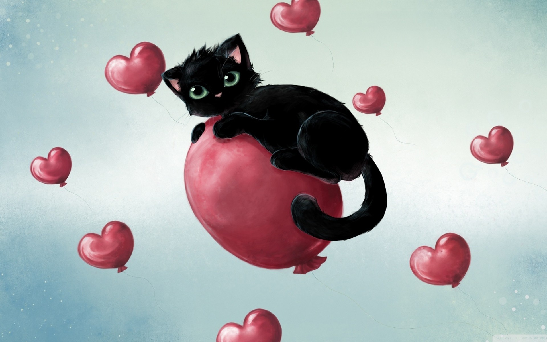 love cats painting heart romance