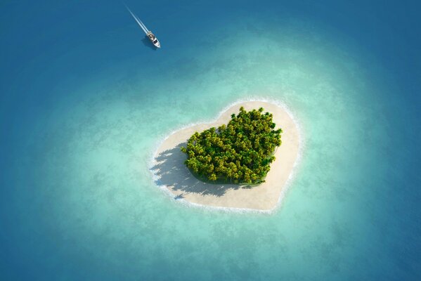 Coeur de l île dans la mer bleue