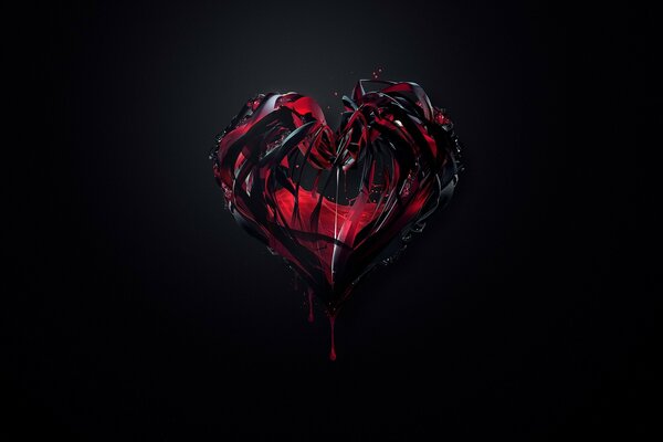 Image abstraite de coeur sur fond noir