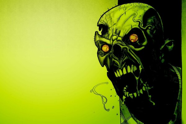 Zombie terrible sur fond vert