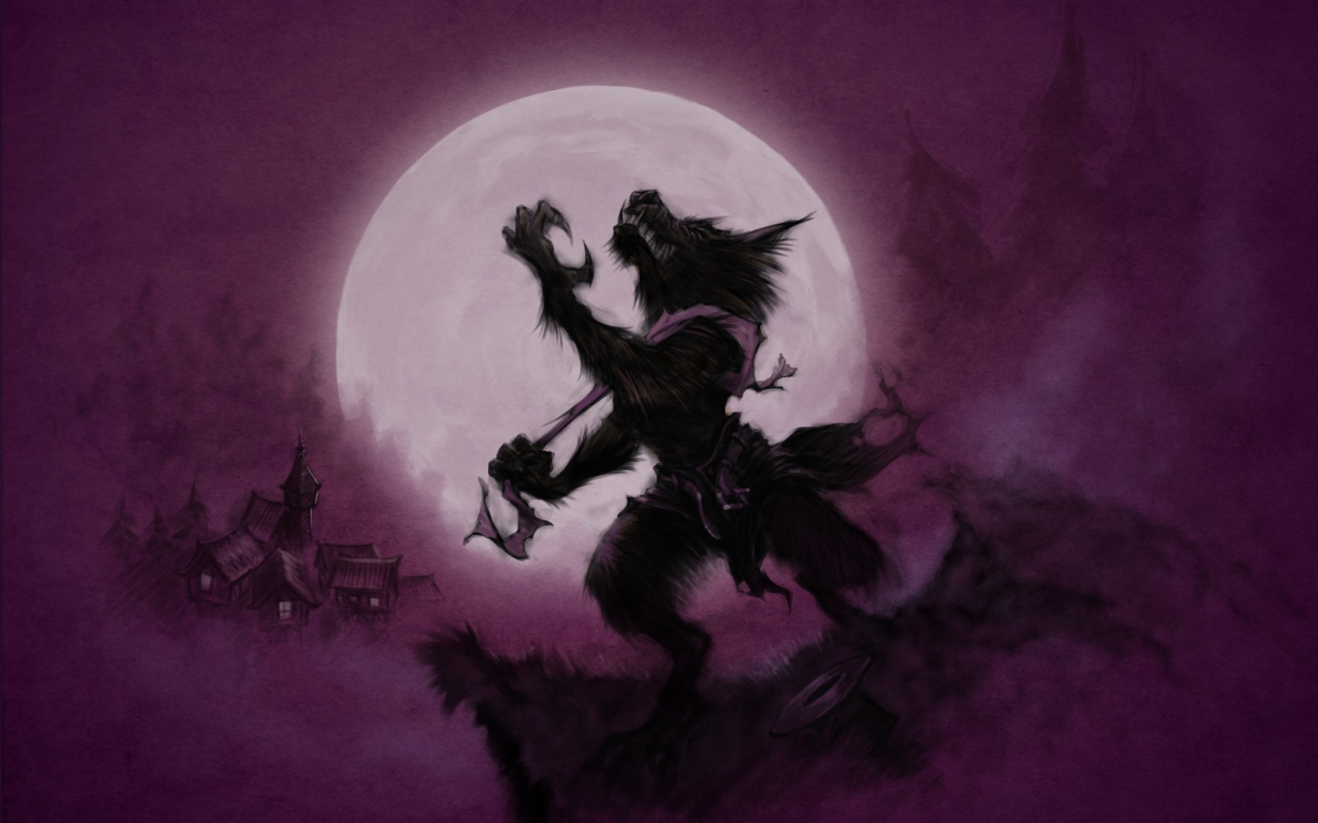 werewolf moon purple wolve