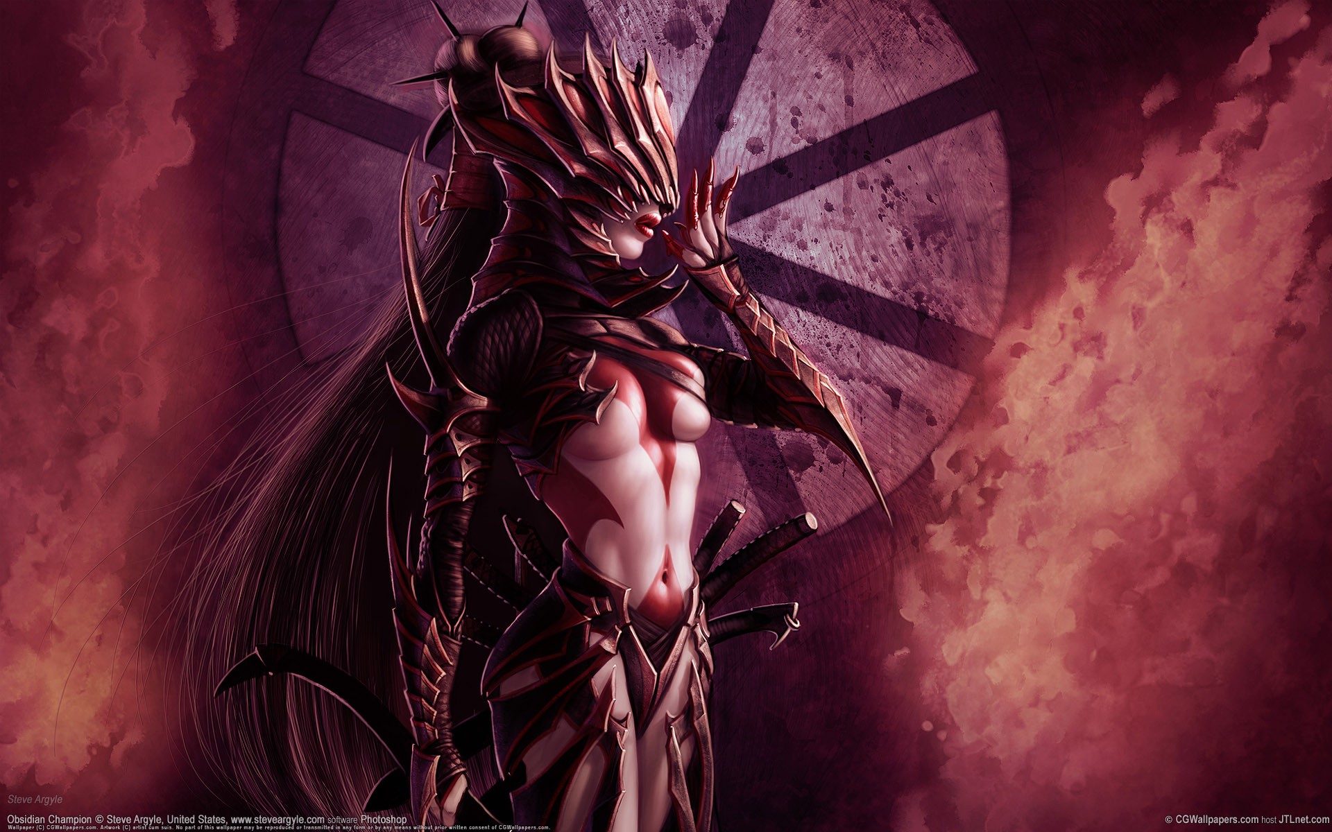 obsidian champion breasts mask steve argyle cg wallpaper