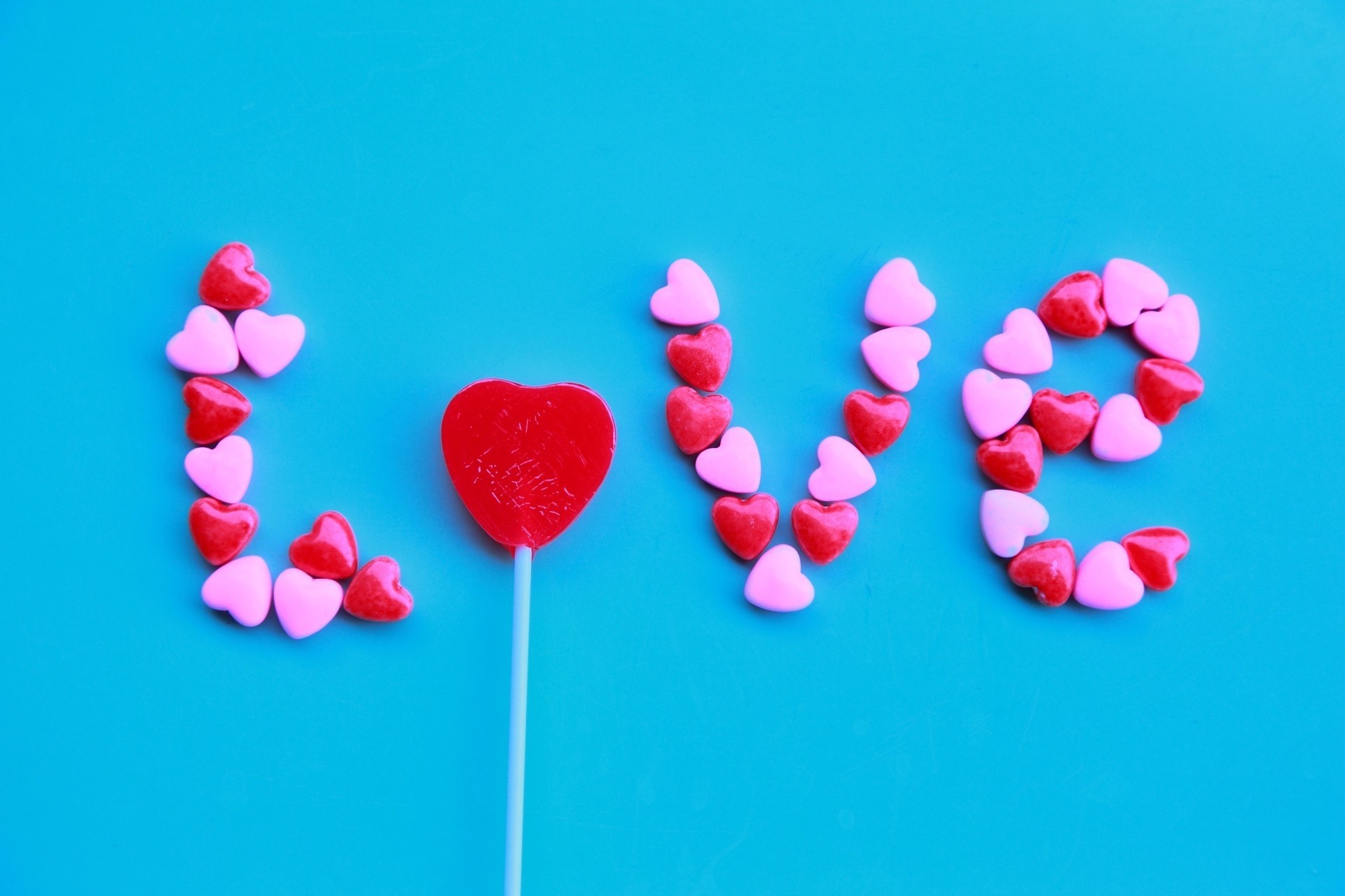 letters candy love blue heart pink word