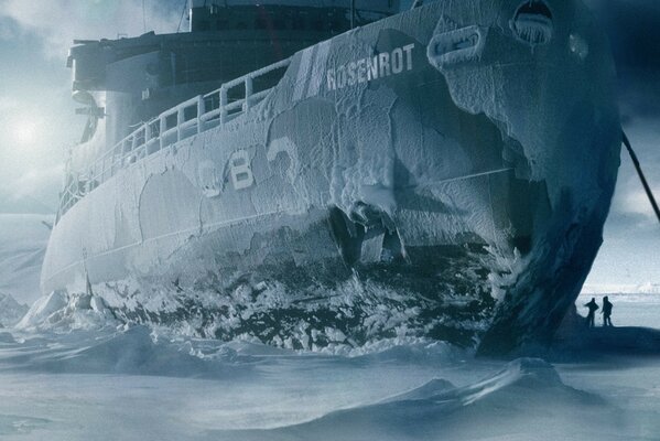 A ship stuck in the Antarctic ice