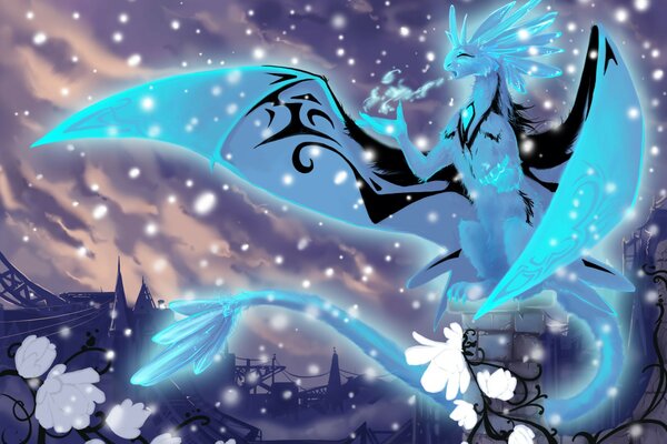 Ice Dragon breathing snow