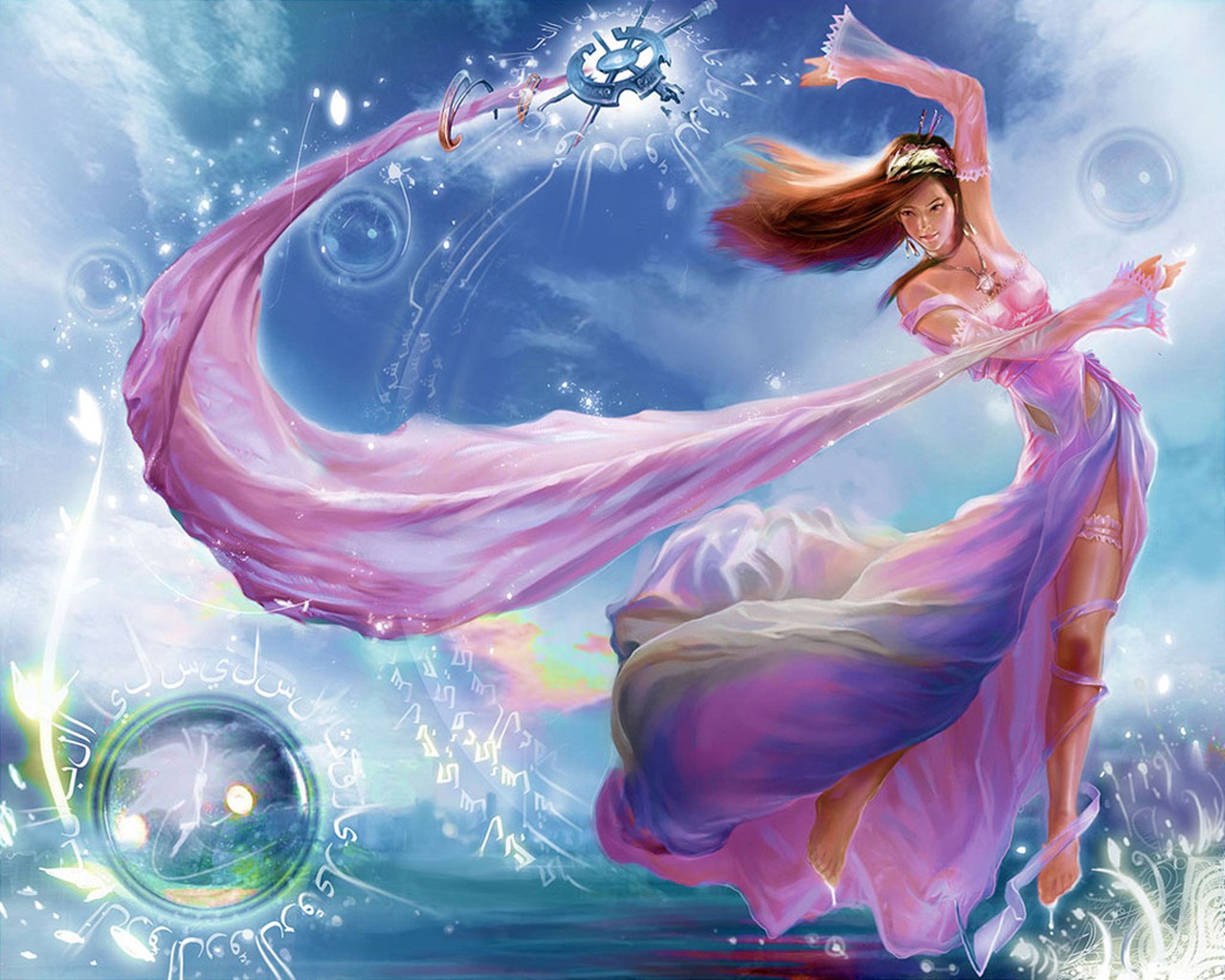 chica magia viento fantasía