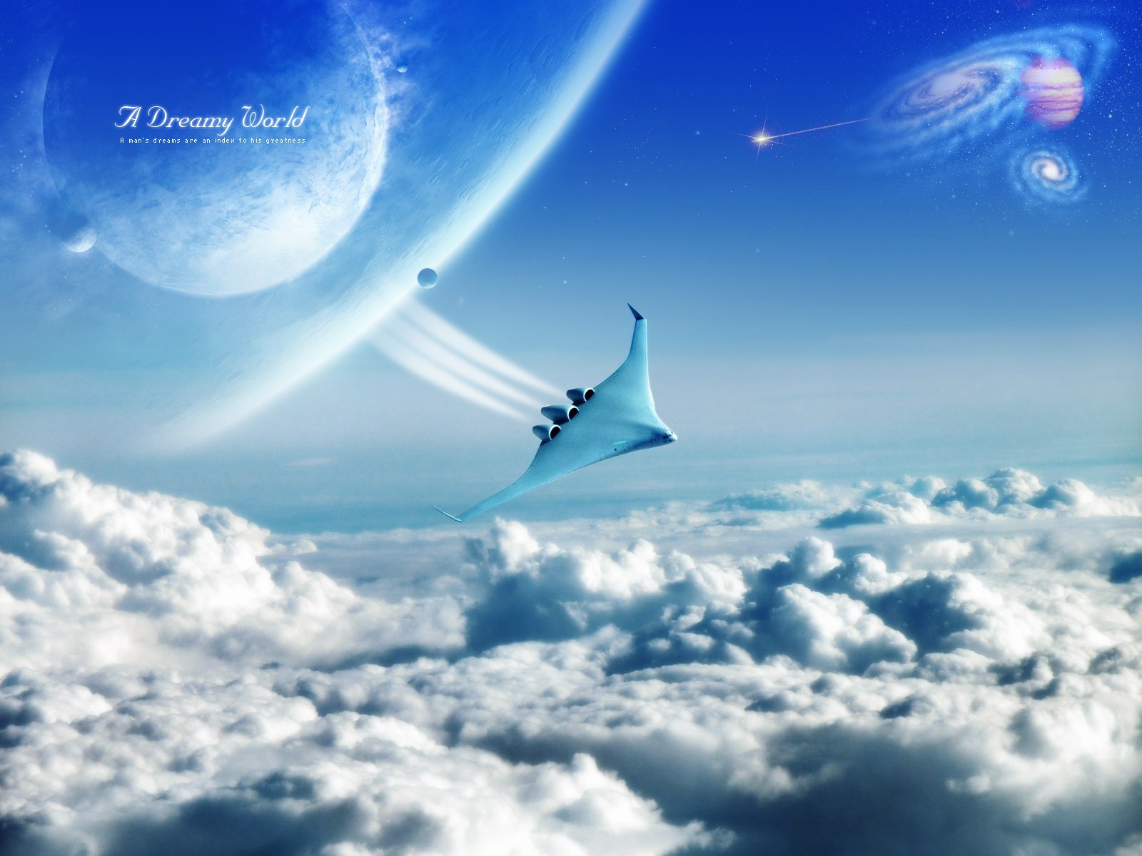 dreamy world flight clouds shuttle