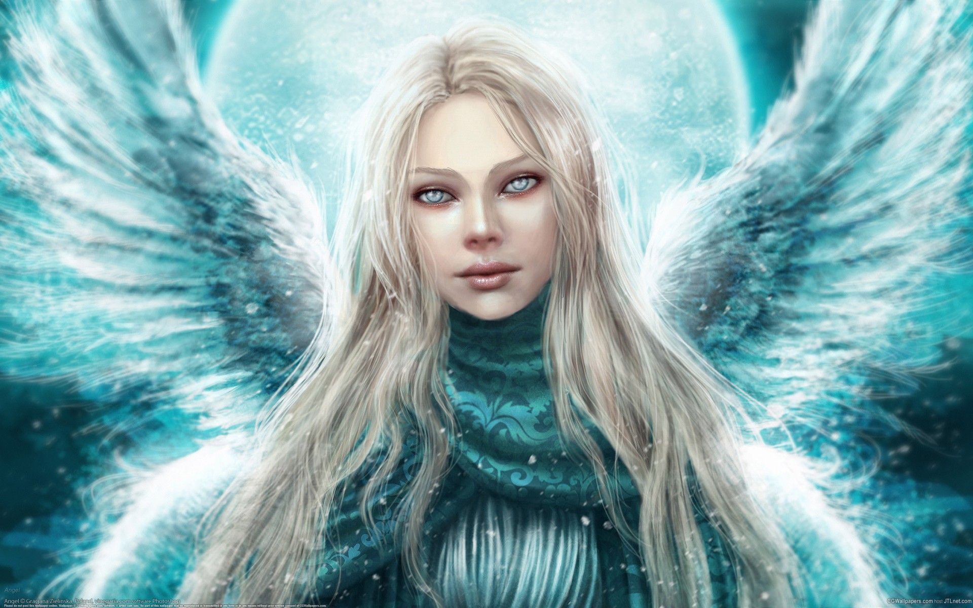 winter girl angel wings view