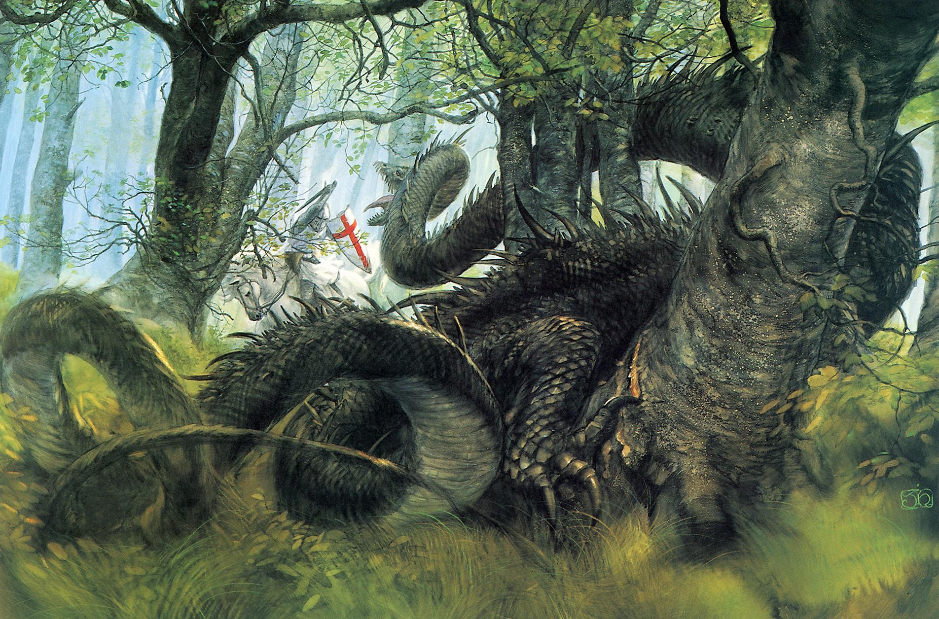 fantaisie forêt chevalier dragon john howe saint george et le dragon