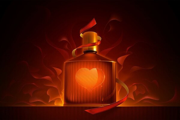 Parfum rouge vif avec un thème d amour