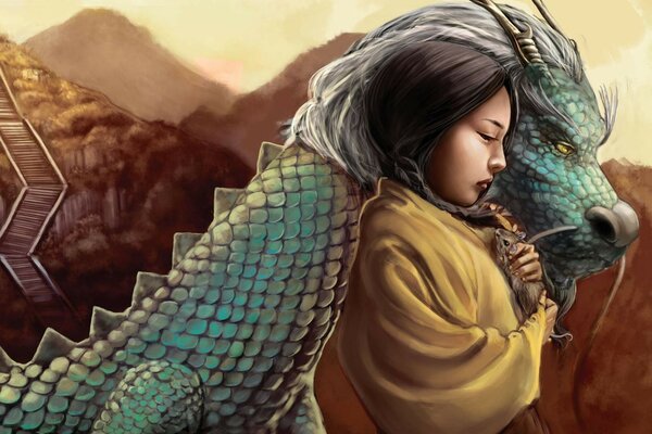 Friendship between a girl and a dragon