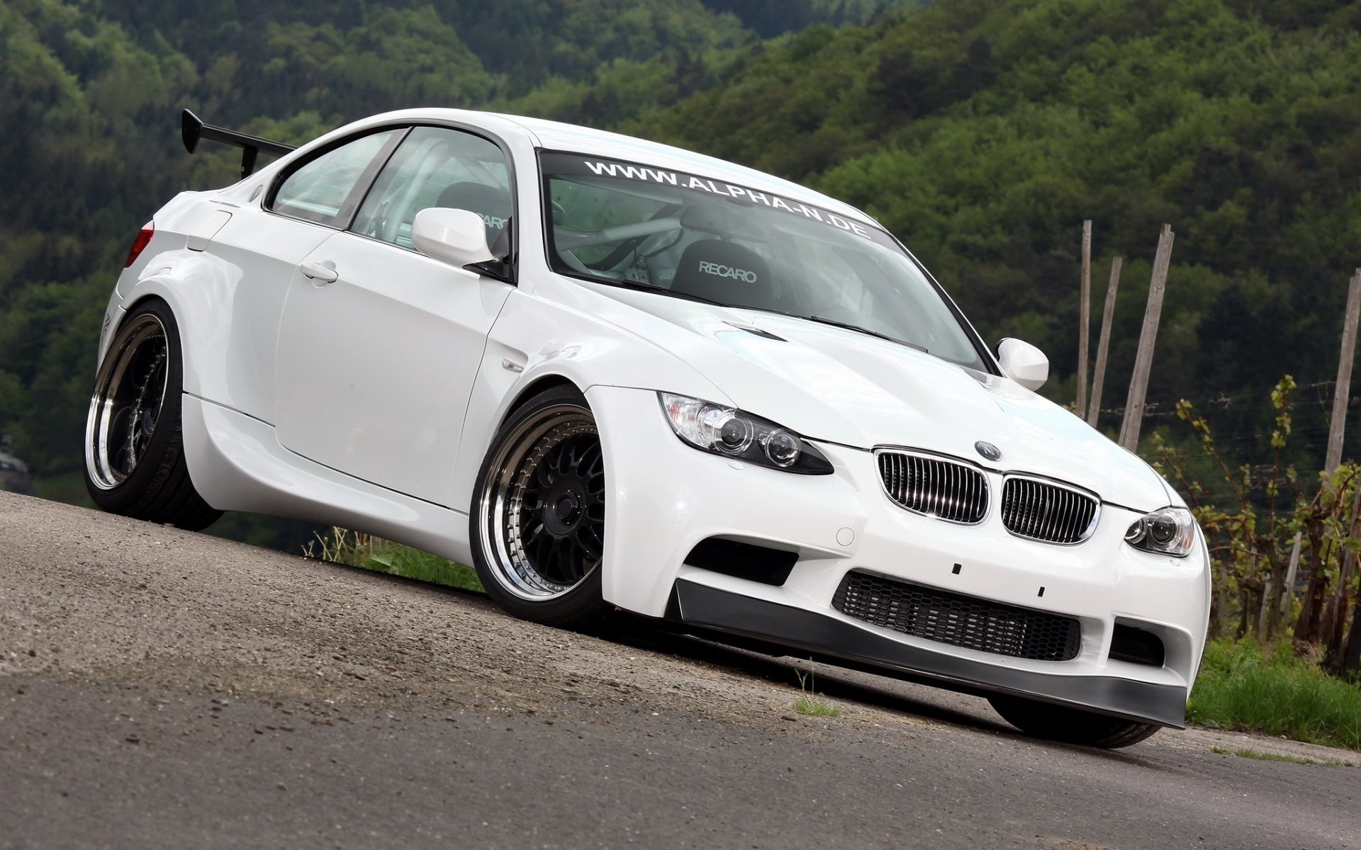 alfa n bt92 bmw m3 e92 bmw anteriore bianco tuning sfondo