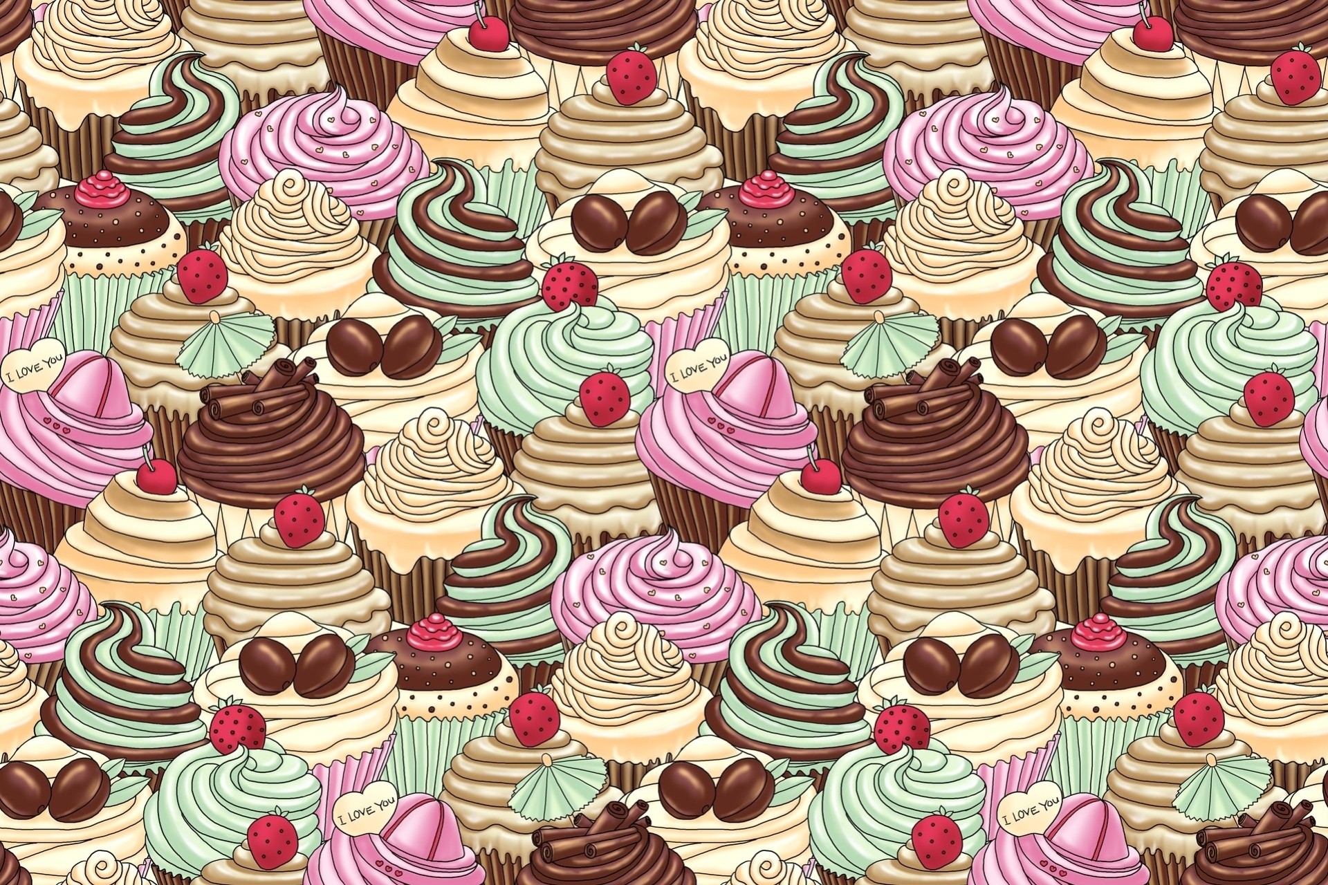 colored cupcakes illustration food pattern