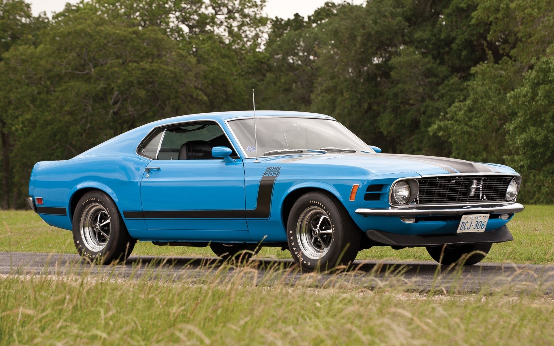 ford mustang jefe 302 jefe azul delantero coche del músculo coche del músculo carretera