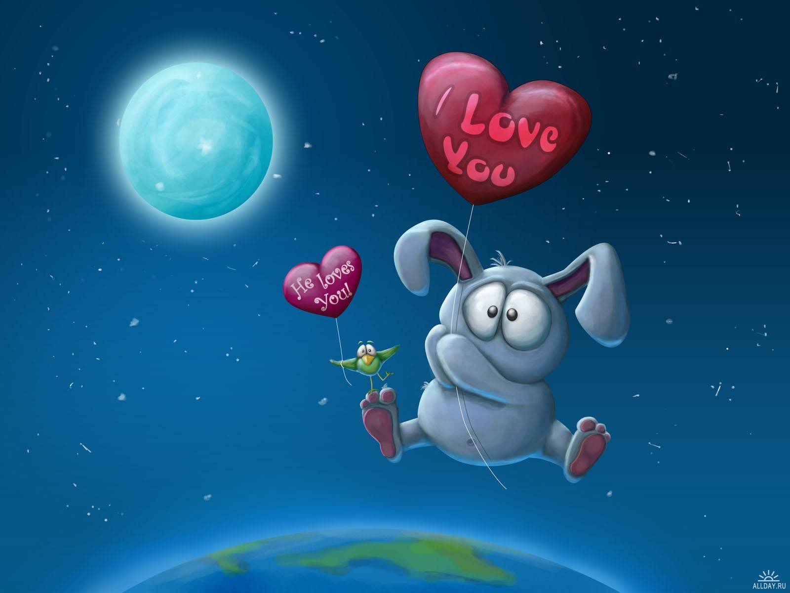 bunny bird bulbs love moon star flight