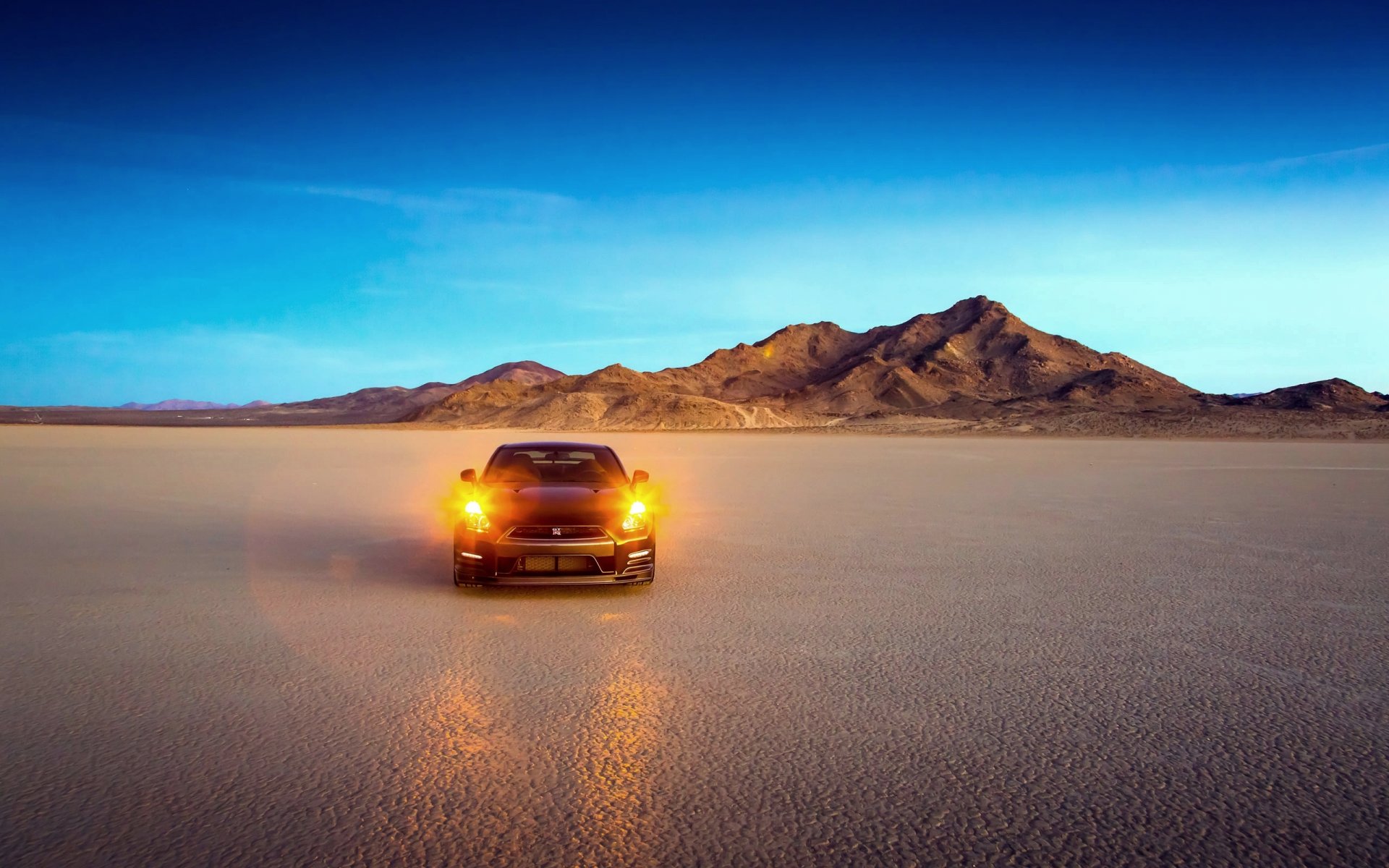 nissan gt-r pista edición coche desierto faros luz nissan