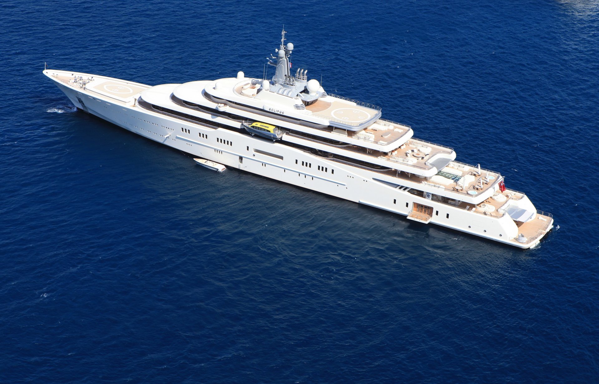 white motor mega yacht eclipse boat sea