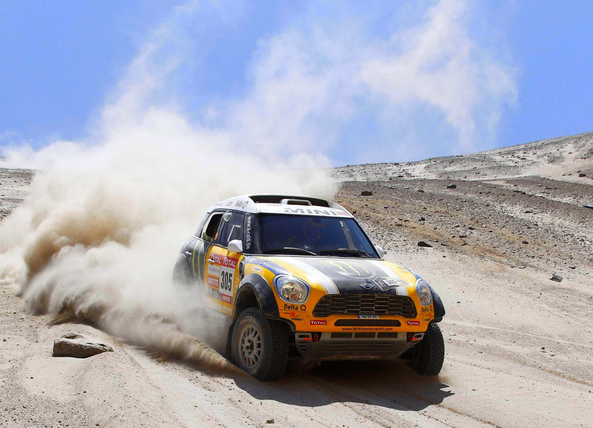 mini cooper mini mini cooper dakar rallye x-raid gelb staub front sand hitze tag