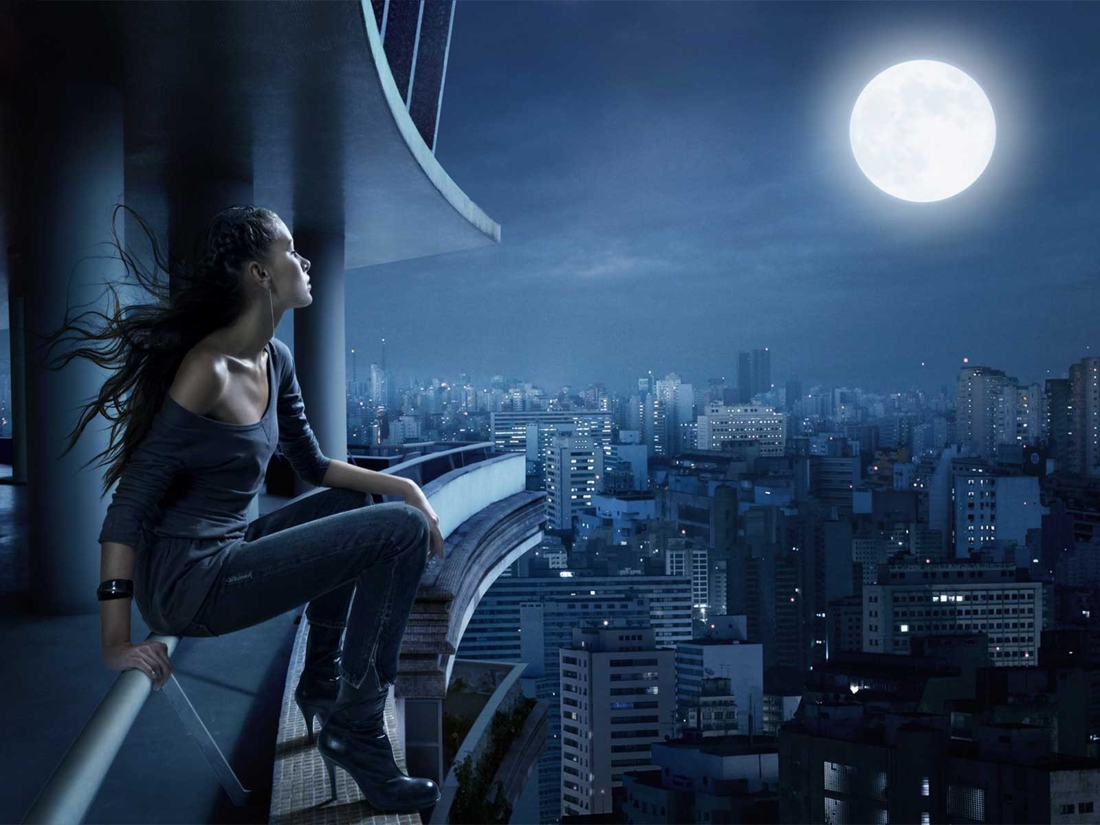 solitudine tristezza notte città sogno luna silenzio