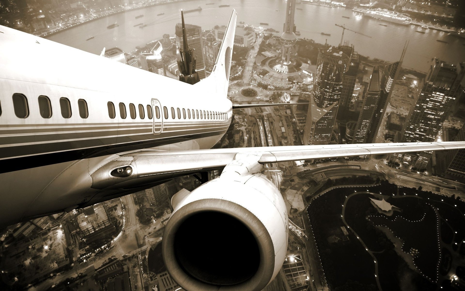 the city the rise river the plane windows engine