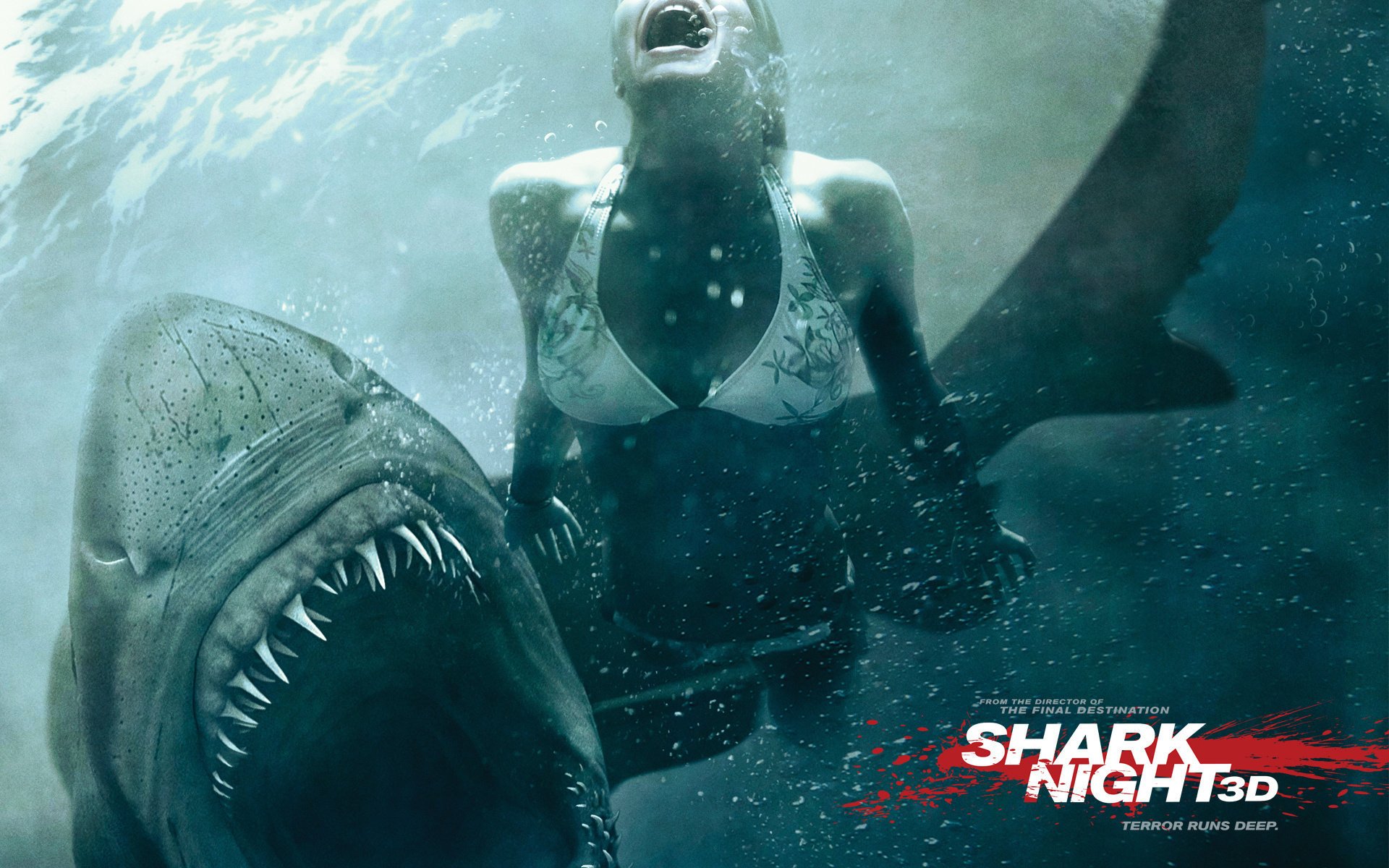 jaws in 3d shark girl horror water