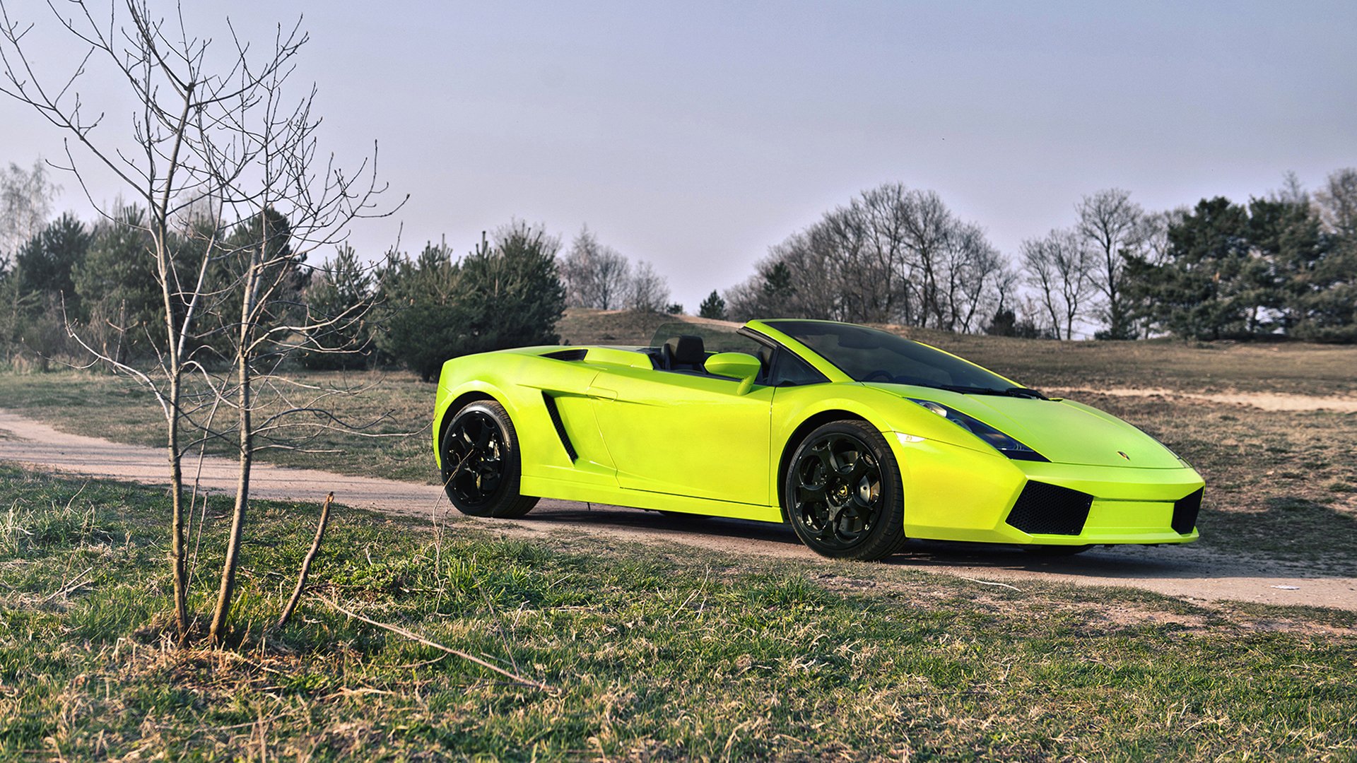 lamborghini gallardo spyder lamborghini verde claro naturaleza