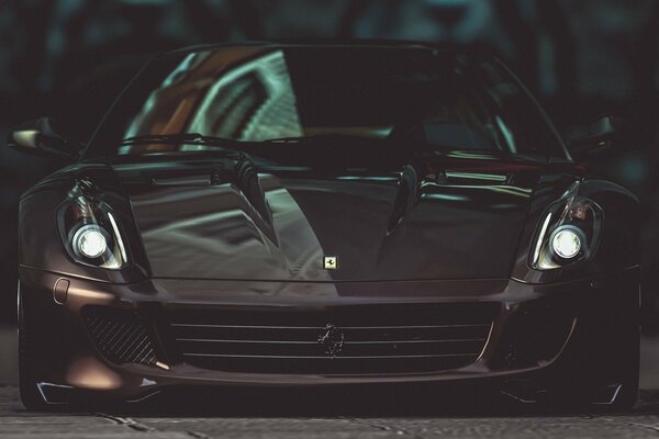 An elegant car. black ferrari