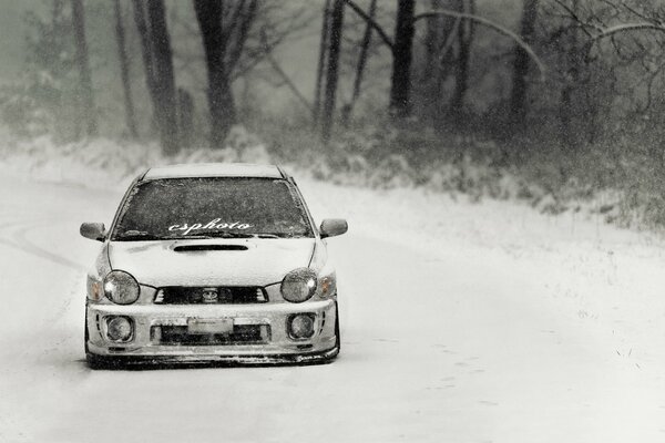 Tuned subaru impreza in winter