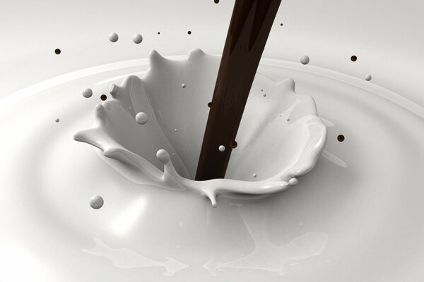 Jet de chocolat dans le lait