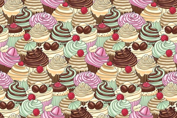 Illustrazione di cupcakes multicolori sotto forma di un modello