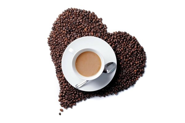 Chicchi di caffè a forma di cuore