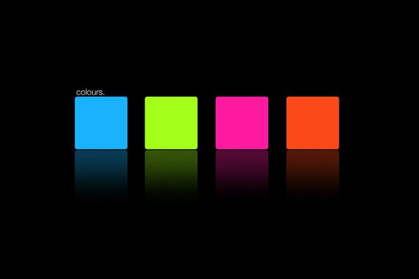 Four squares of different colors on a black background