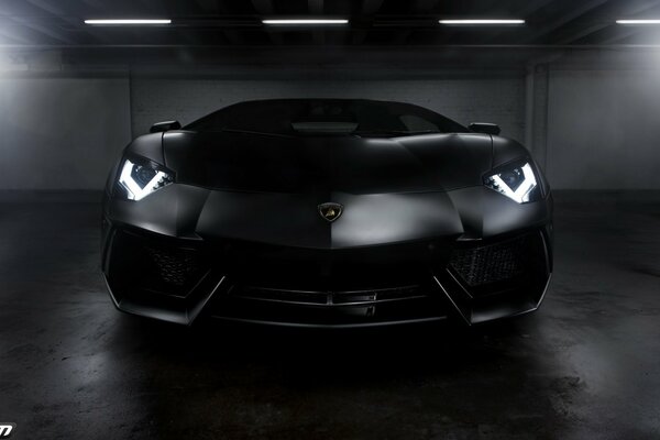 Lamborghini aventador supercar in charcoal color