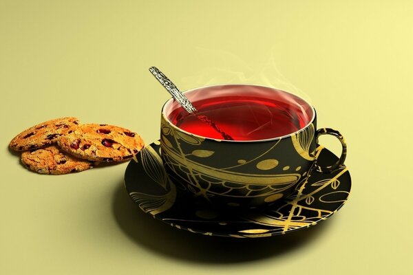 Foto di tè caldo e biscotti
