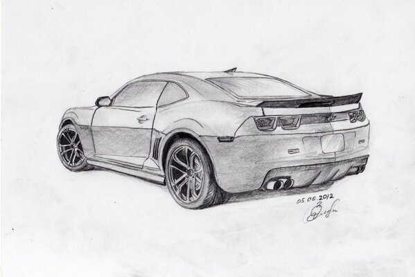 Dessin crayon malice chevrolet camaro