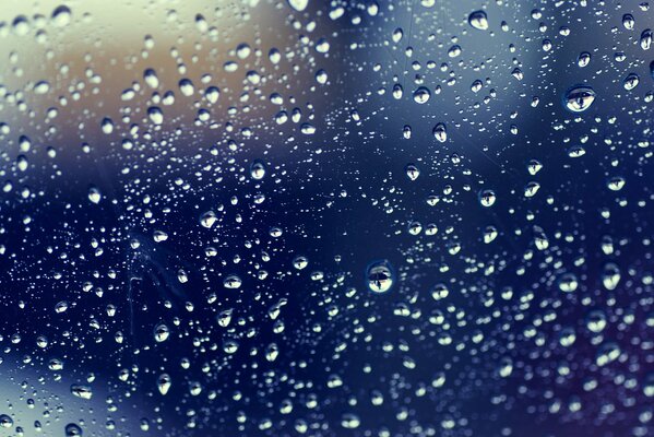 Small raindrops on the glass