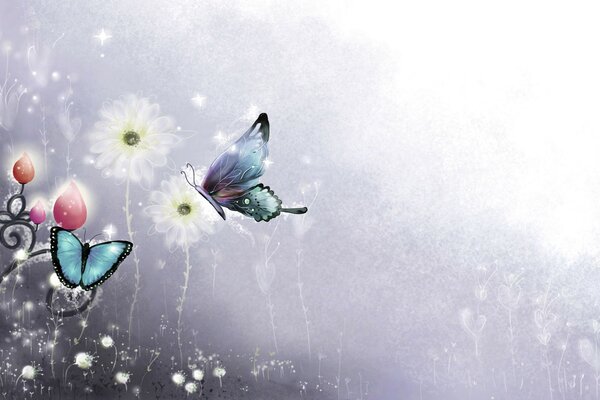 Fantasy with butterflies in a fairy tale