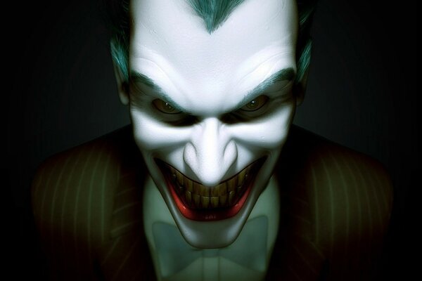 The Joker looks into the camera and smiles ominously