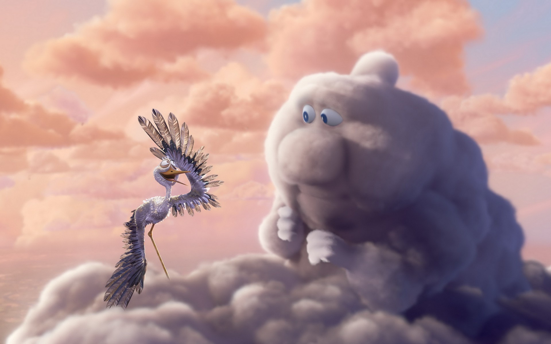 nubes cielo pájaro cigüeña dibujo