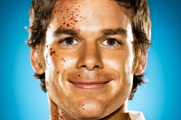 The actor s face with blood splashes