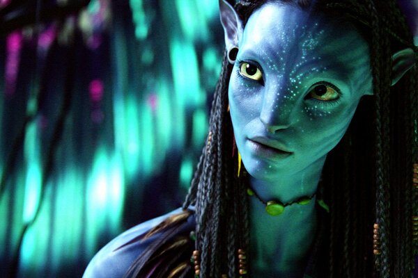 A scene from the movie avatar neytiri face